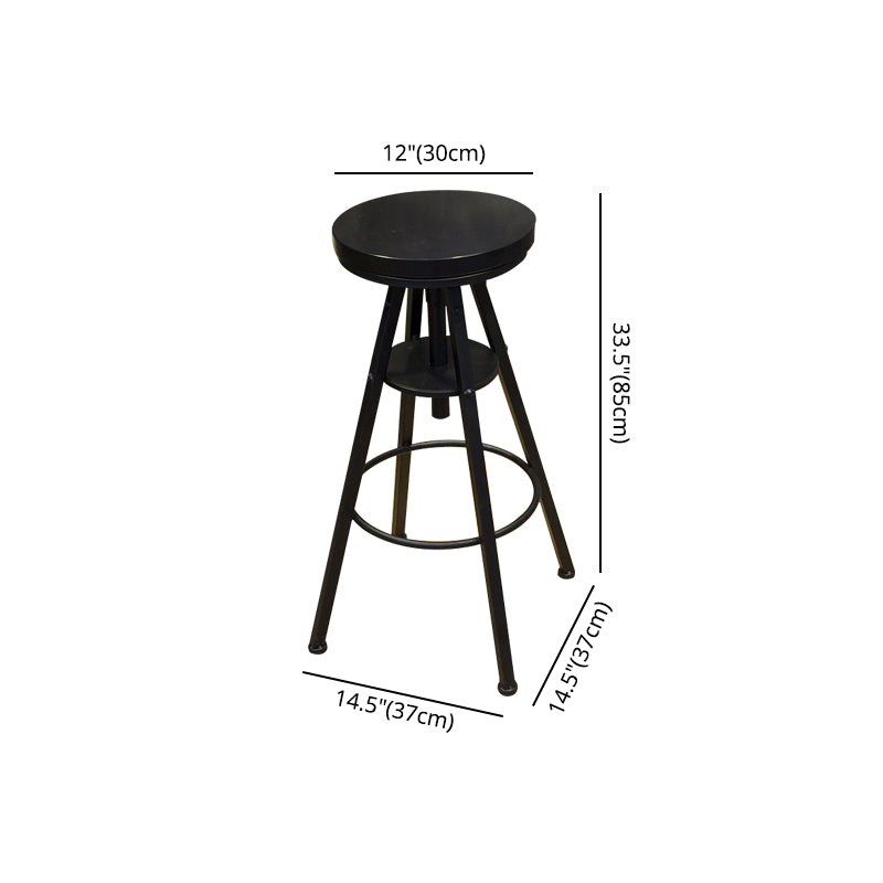 Height Adjustable Metal Barstools Industrial Style Backless Counter Stools Black