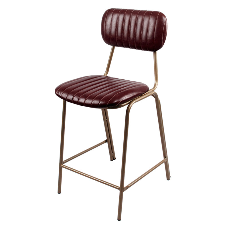 Tabouret haut en cuir en cuir en cuir en cuir en cuir industriel avec siège rectangulaire