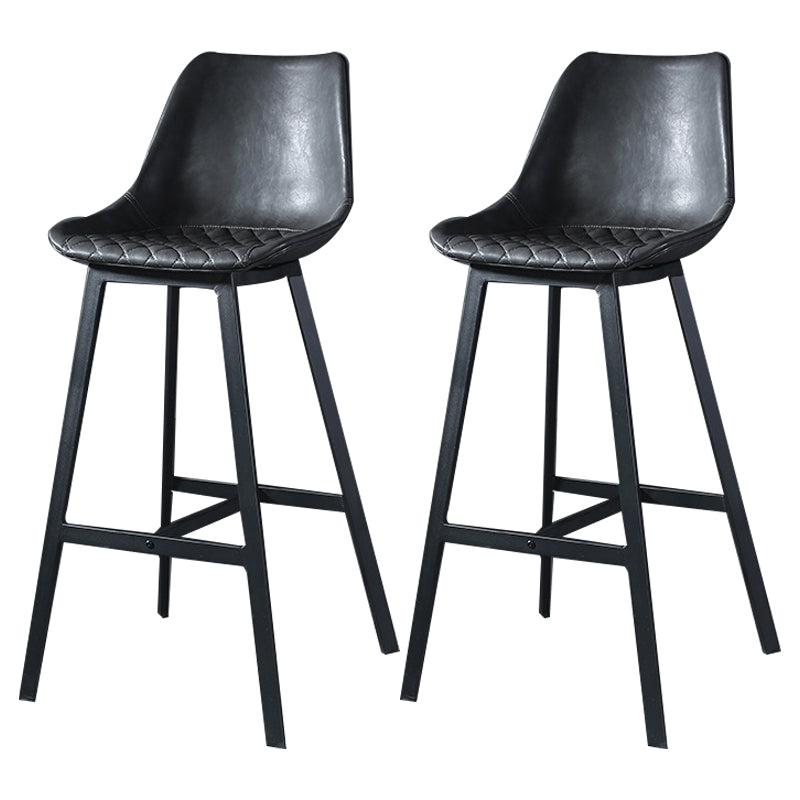 Modern Leather Seats Barstool Metal 4 Legs Base Bar Stool for Living Room