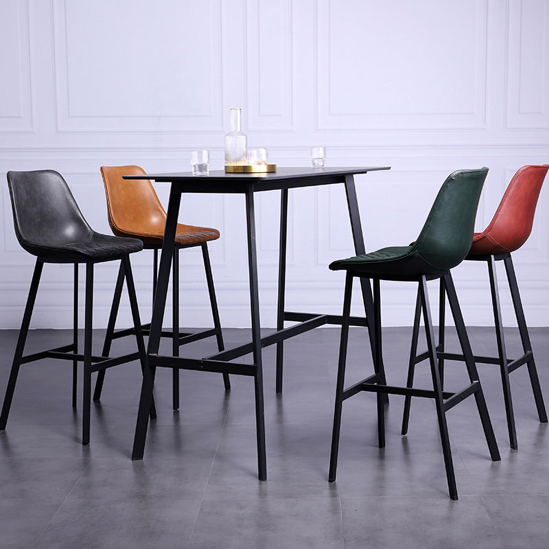 Modern Leather Seats Barstool Metal 4 Legs Base Bar Stool for Living Room