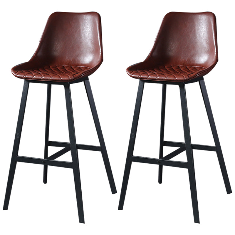 Modern Leather Seats Barstool Metal 4 Legs Base Bar Stool for Living Room