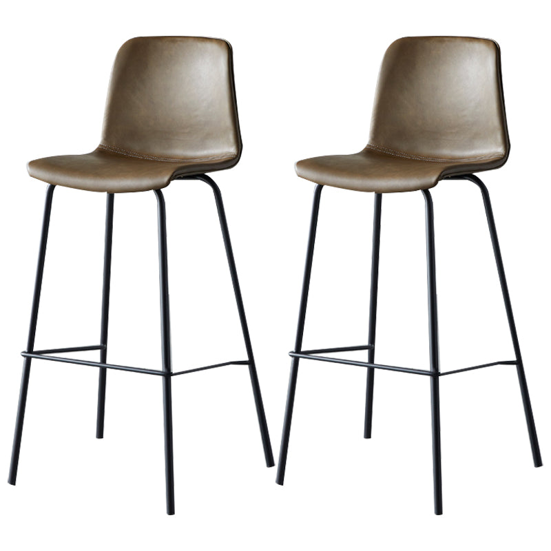 Industrial Upholstered Distressed Quilted Barstool Indoor Tall Stool with Bucket Seat