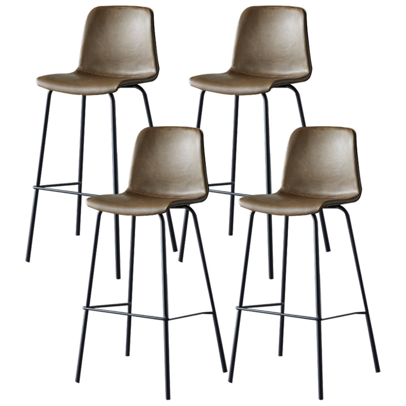 Industrial Upholstered Distressed Quilted Barstool Indoor Tall Stool with Bucket Seat