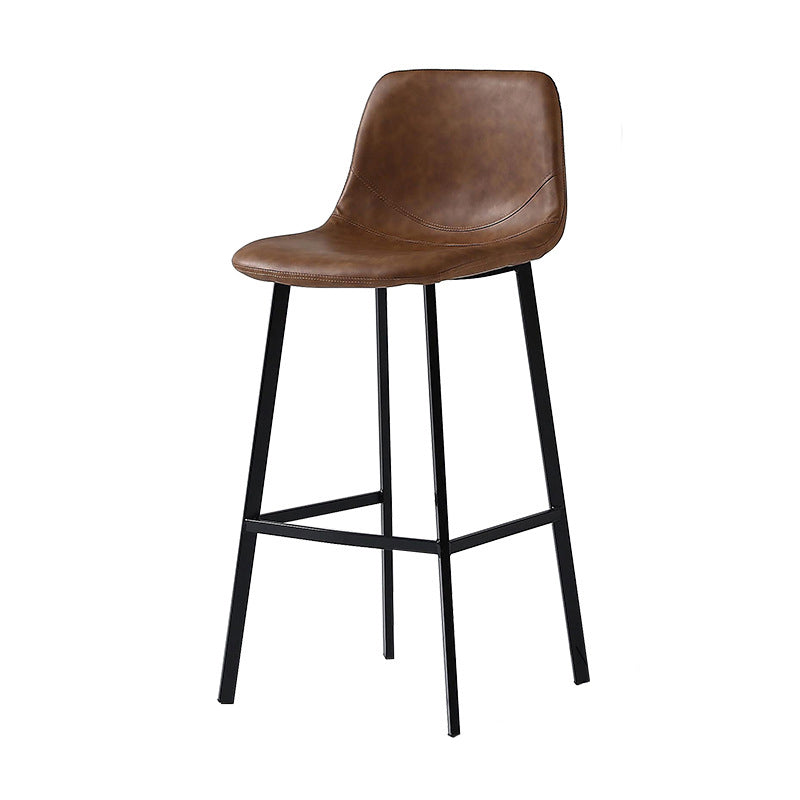 Nordic Style Leather Upholstered Barstool 4 Legs Bar Stool for Dining Room