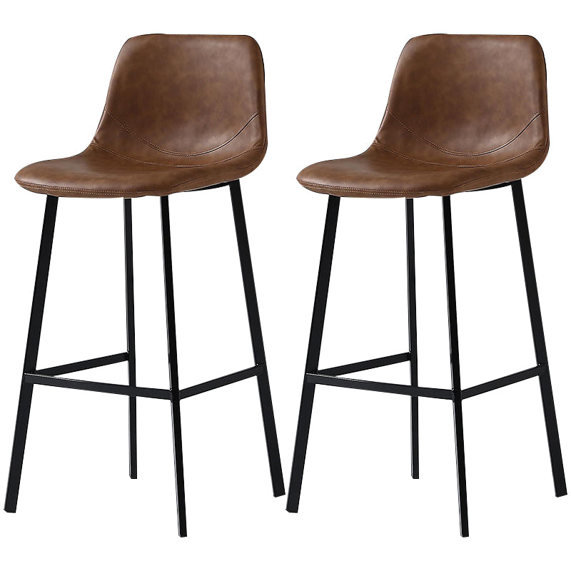 Tabouret de bar à 4 jambes en cuir nordique en cuir rembourré à 4 jambes pour salle à manger