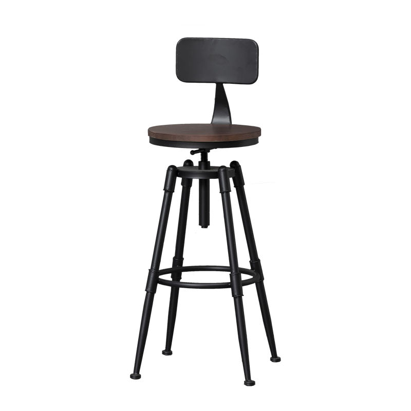 Tabouret de barre pivotant réglable en fer industriel tabouret intérieur avec siège de pin rond