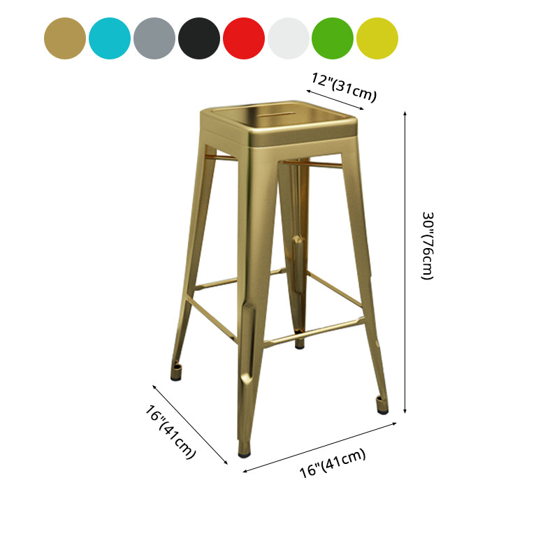 Industrial Iron 30" Barstool Indoor Stackable Tall Stool with Square Seat