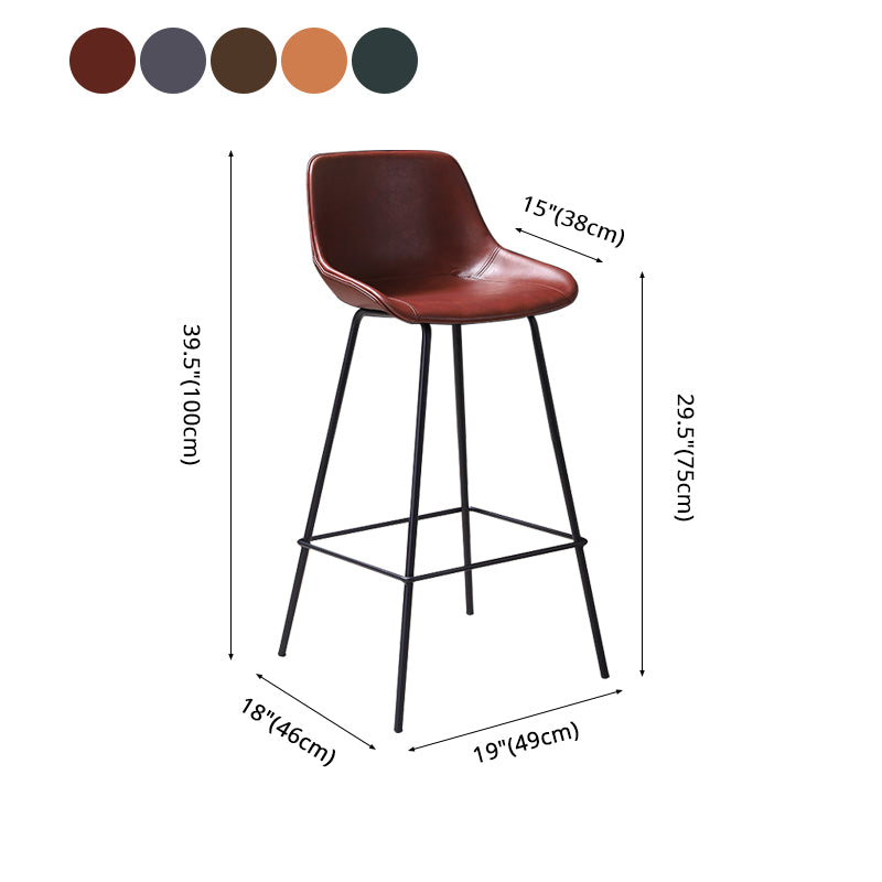 Industrial Leather Distressed Barstool Black Living Room Bar Stool with Bucket Seat