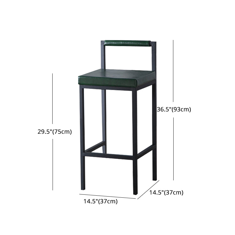 Industrial Green Upholstered Barstool Indoor Distressed Tall Stool with Square Seat