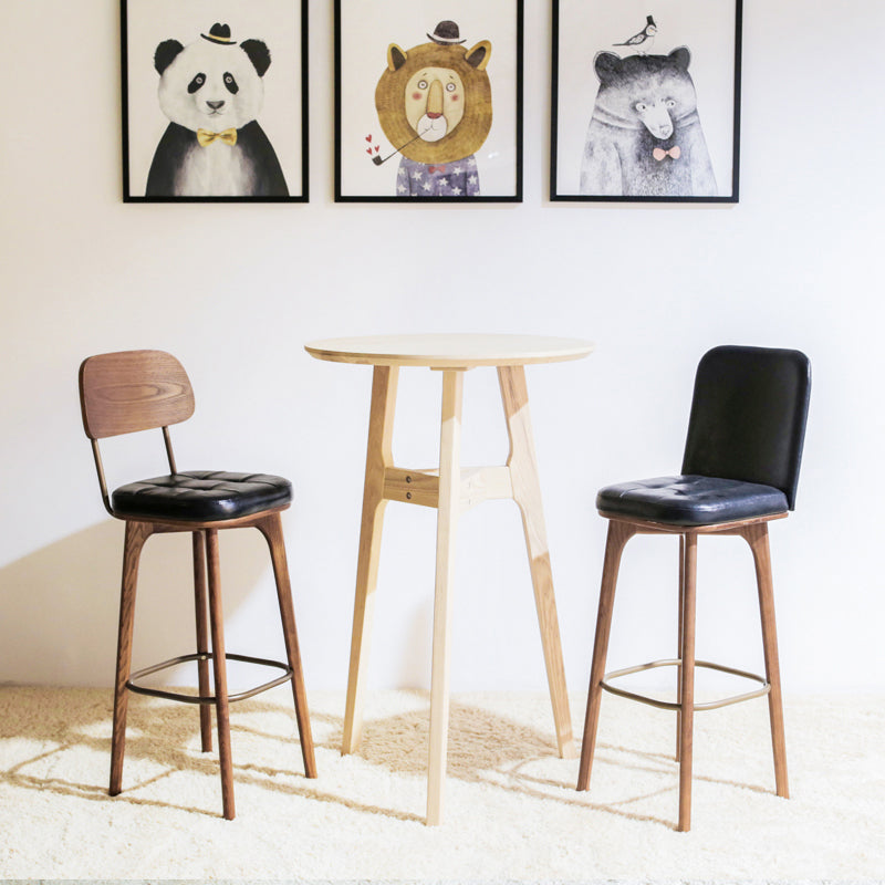 Industrial Style Counter Stools Wood Upholstered Bar Stools Bristol with Square Seat