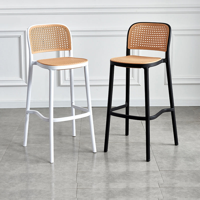 Square Plastic Modern Bar Stool Footrest Low Back Counter Stool for Coffee Shop