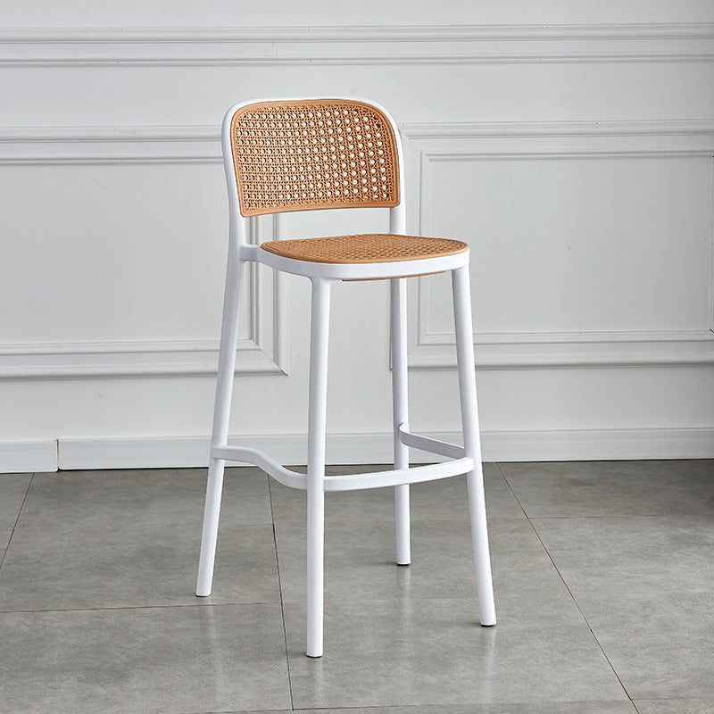 Square Plastic Modern Bar Stool Footrest Low Back Counter Stool for Coffee Shop