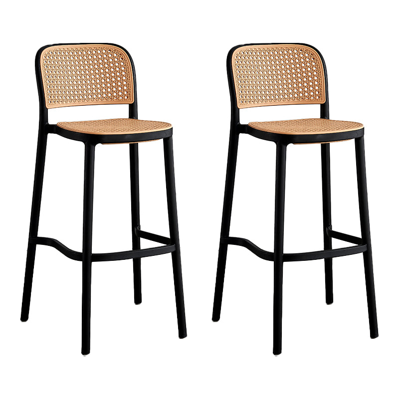 Square Plastic Modern Bar Stool Footrest Low Back Counter Stool for Coffee Shop