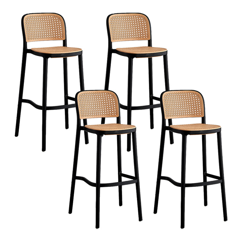 Square Plastic Modern Bar Stool Footrest Low Back Counter Stool for Coffee Shop