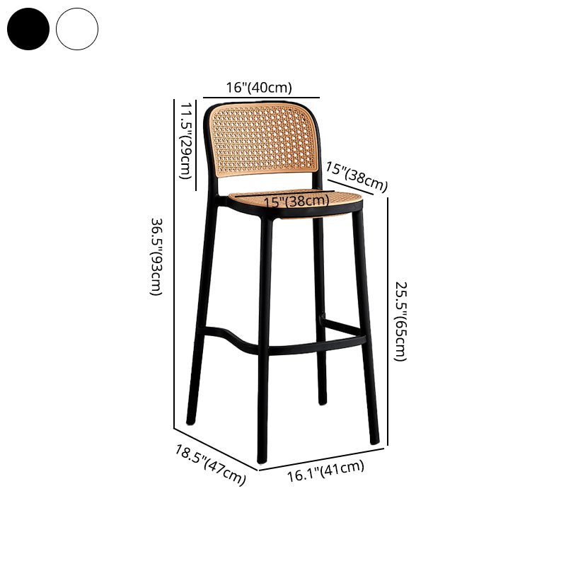 Square Plastic Modern Bar Stool Footrest Low Back Counter Stool for Coffee Shop