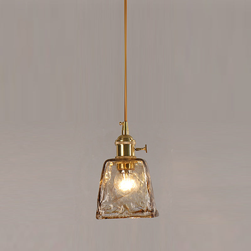 1 Light Hanging Glass Lamp Geometrical Pendant Industrial Metal Hanging Light in Amber