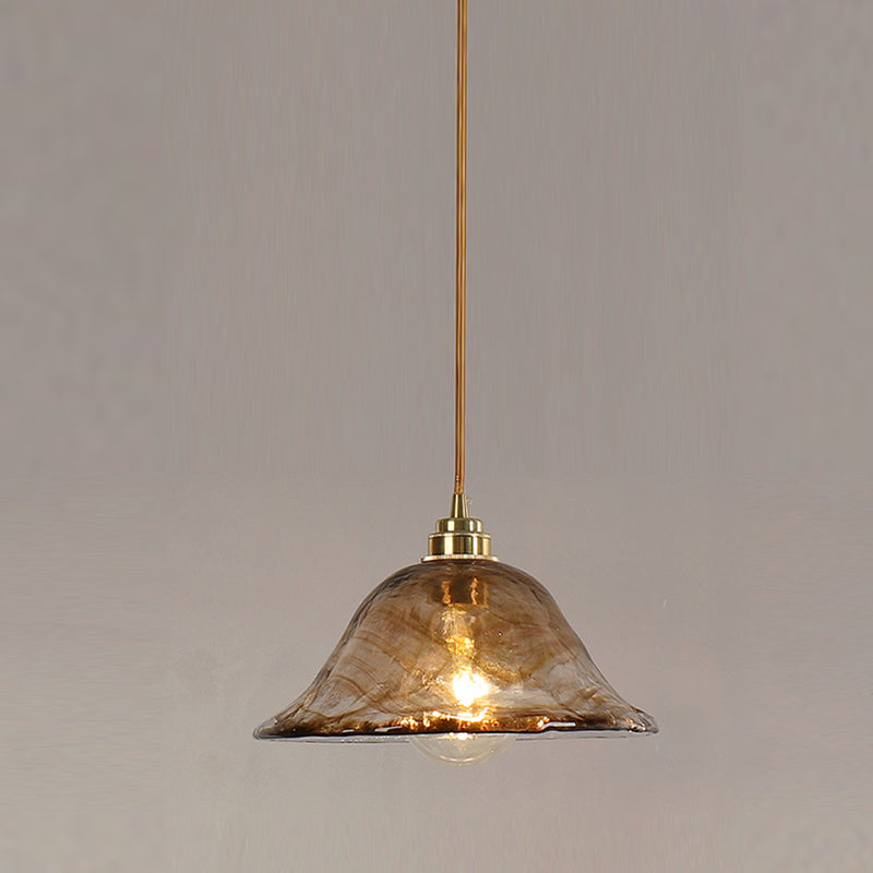 1 Light Hanging Glass Lamp Geometrical Pendant Industrial Metal Hanging Light in Amber