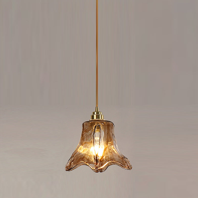 1 Light Hanging Glass Lamp Geometrical Pendant Industrial Metal Hanging Light in Amber