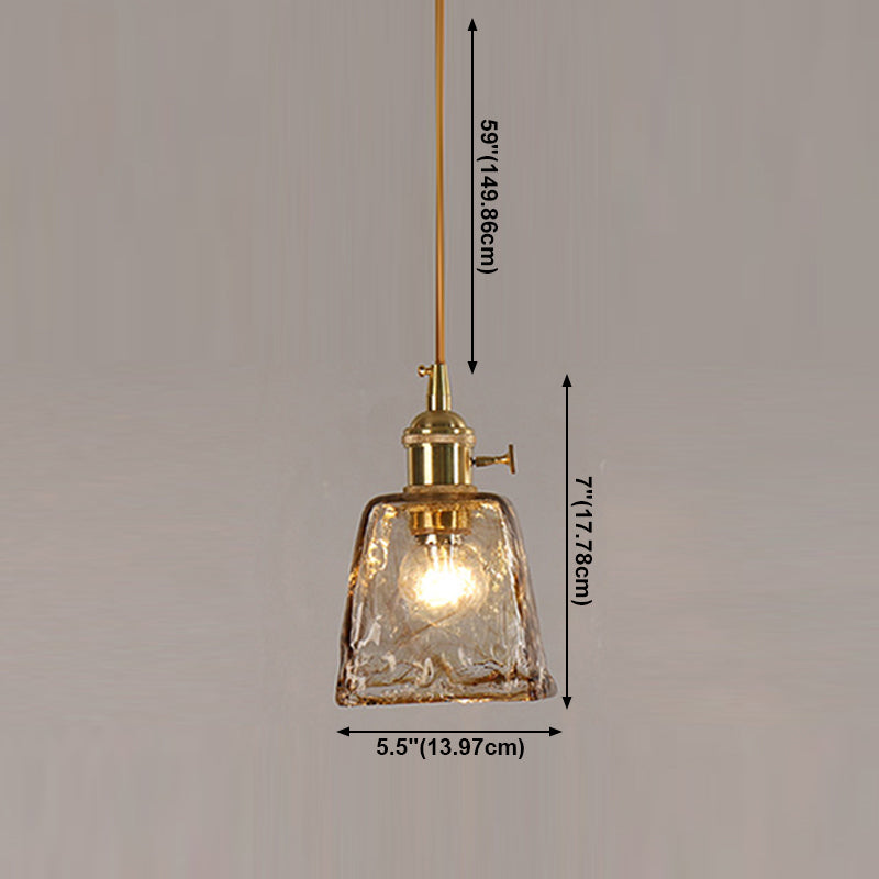 1 Light Hanging Glass Lamp Geometrical Pendant Industrial Metal Hanging Light in Amber