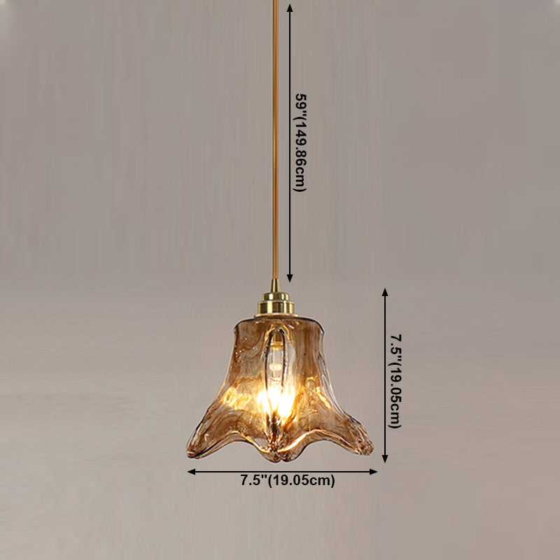 1 Lámpara de vidrio colgante de luz colgante geométrico metal industrial Luz colgante en ámbar