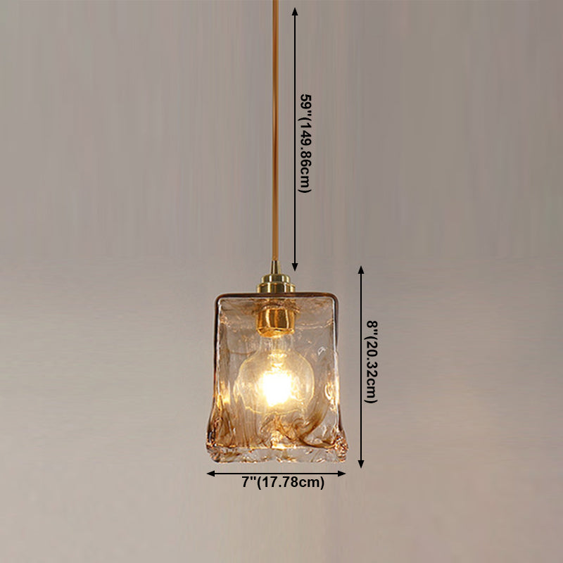 1 luce in vetro appeso a sospensione di vetro geometrico in metallo industriale sospeso in ambra