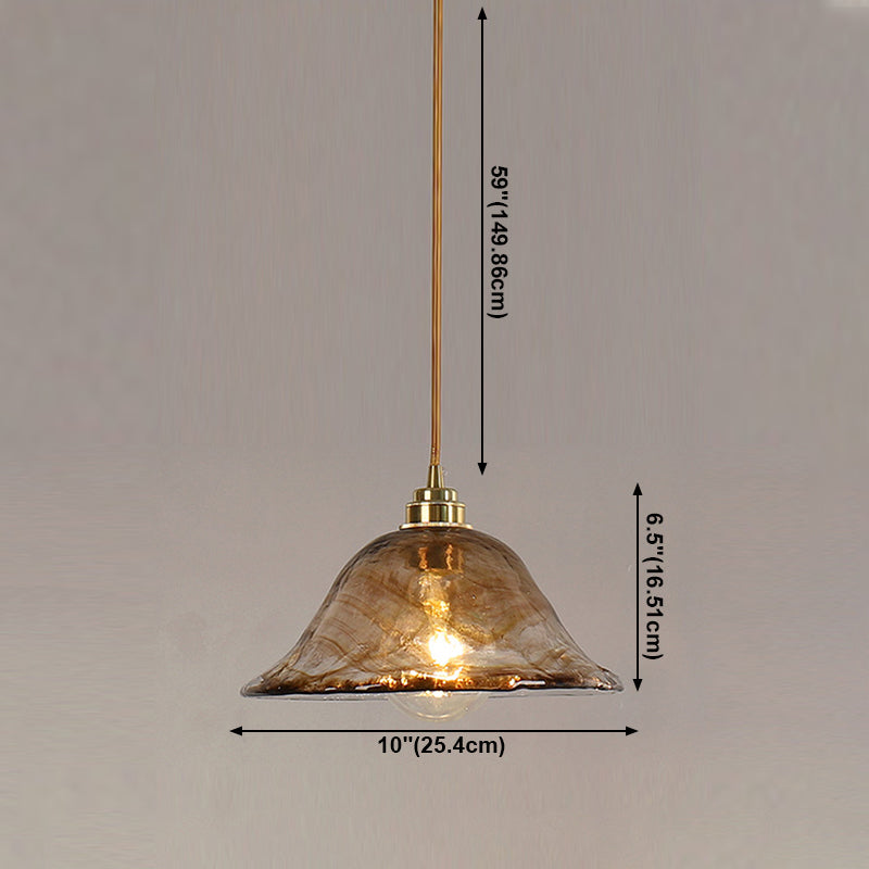 1 Light Hanging Glass Lamp Geometrical Pendant Industrial Metal Hanging Light in Amber