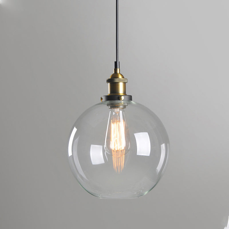 Single Light Industrial Style Pendant Light Fixture Glass Hanging Light