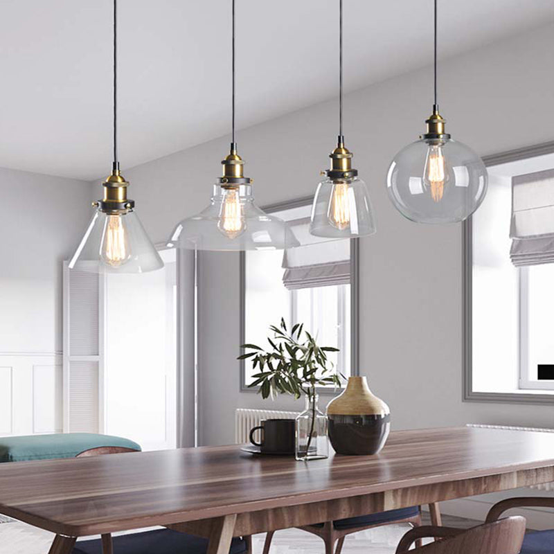 Single Light Industrial Style Pendant Light Fixture Glass Hanging Light