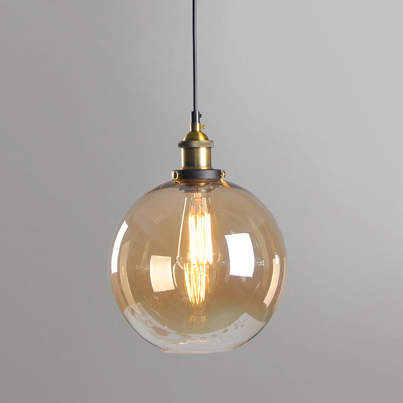 Single Light Industrial Style Pendant Light Fixture Glass Hanging Light