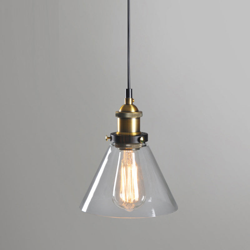 Single Light Industrial Style Pendant Light Fixture Glass Hanging Light