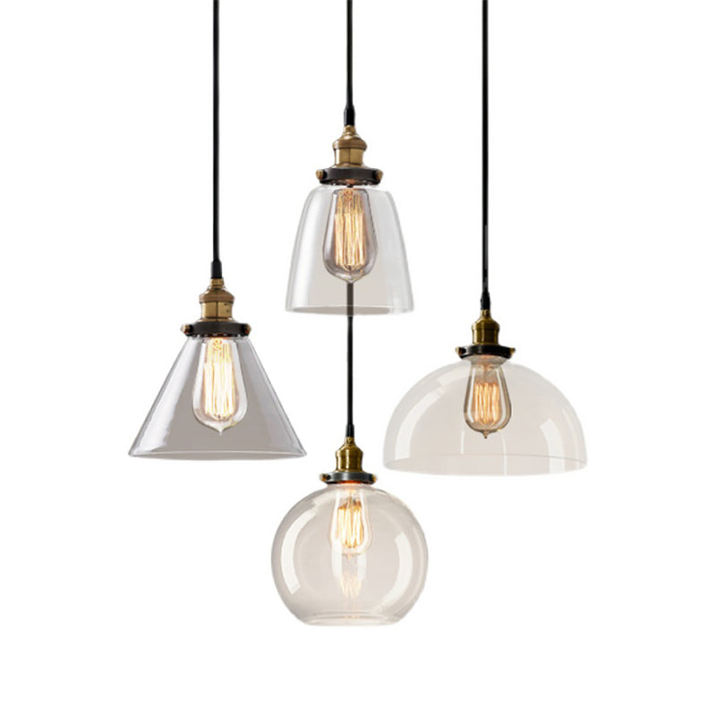 Single Light Industrial Style Pendant Light Fixture Glass Hanging Light