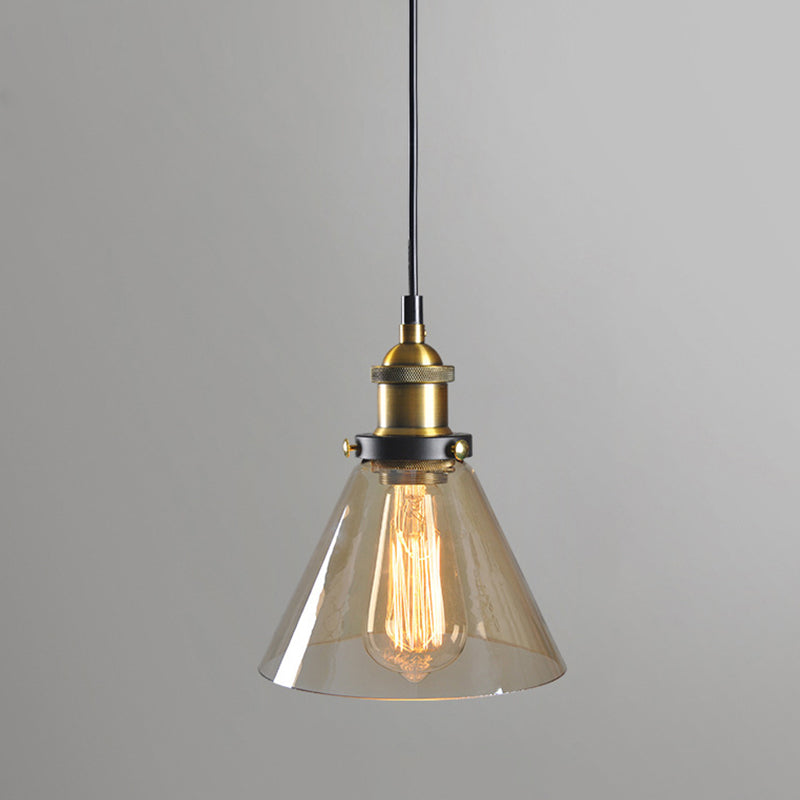 Single Light Industrial Style Pendant Light Fixture Glass Hanging Light