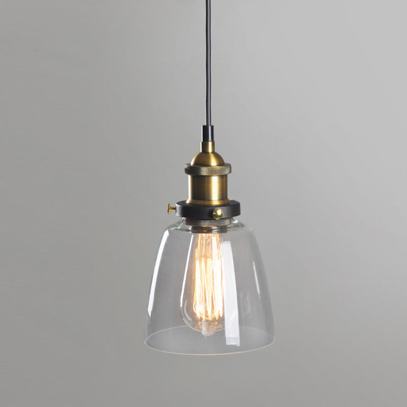 Single Light Industrial Style Pendant Light Fixture Glass Hanging Light