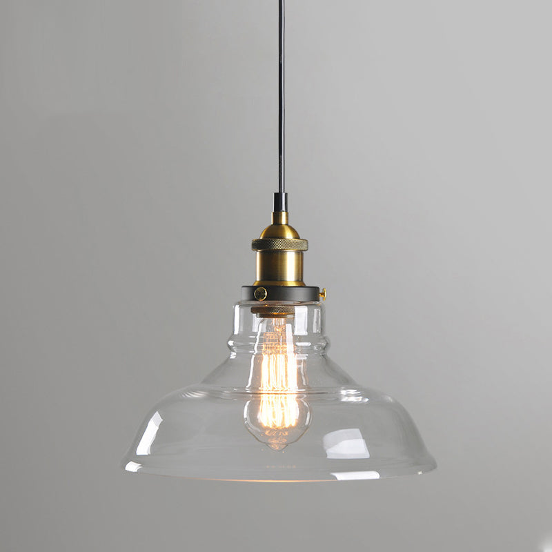 Single Light Industrial Style Pendant Light Fixture Glass Hanging Light