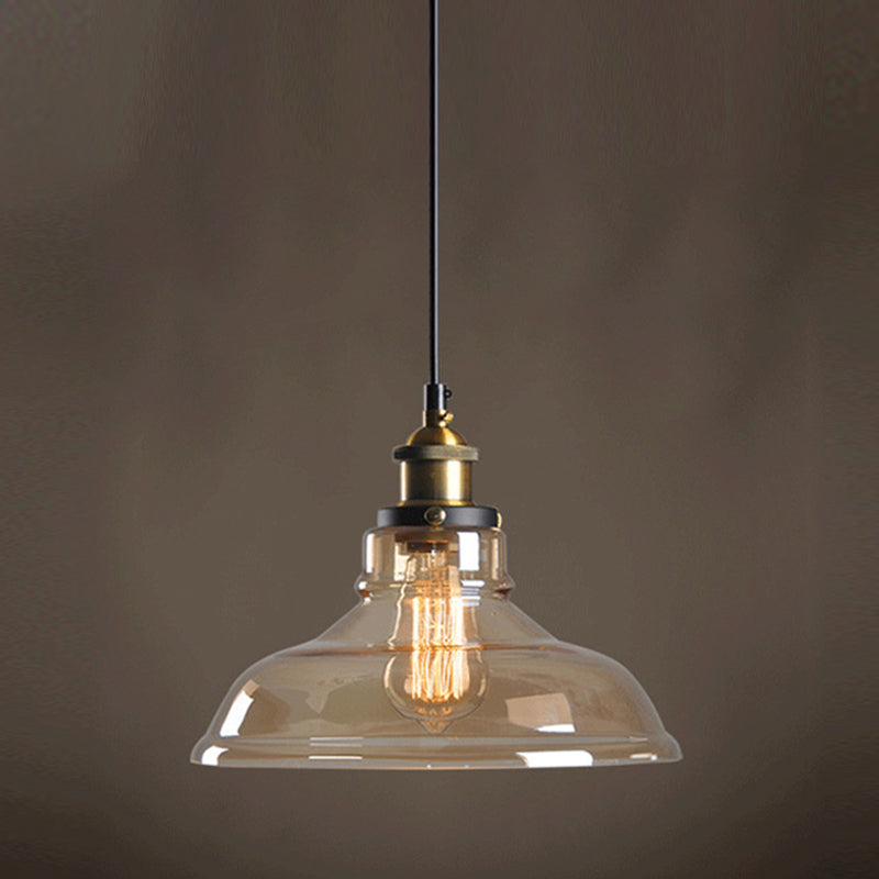 Single Light Industrial Style Pendant Light Fixture Glass Hanging Light