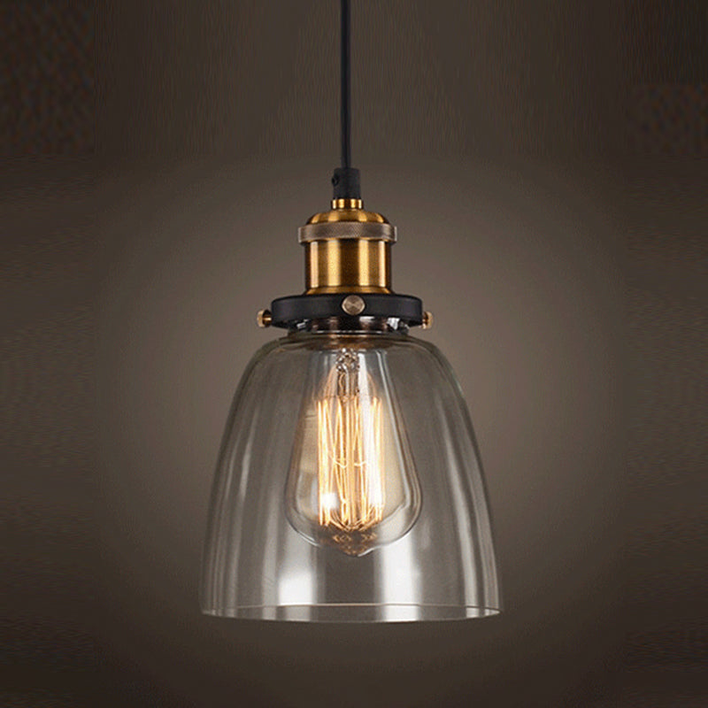 Single Light Industrial Style Pendant Light Fixture Glass Hanging Light