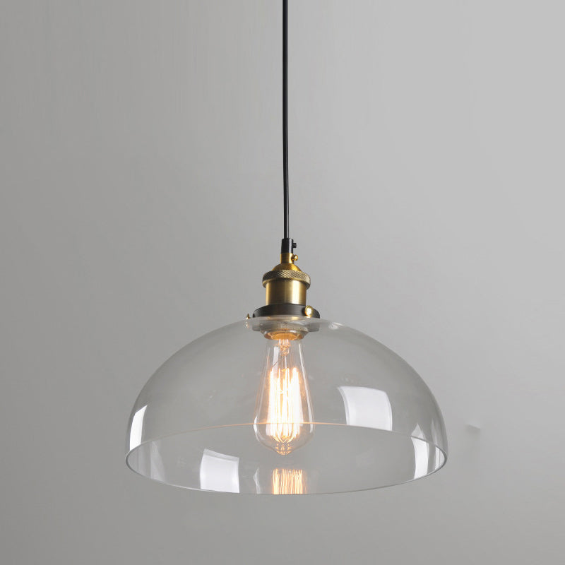 Single Light Industrial Style Pendant Light Fixture Glass Hanging Light