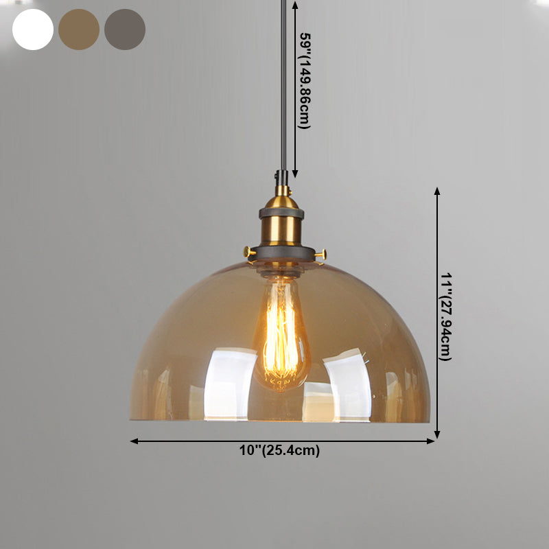 Single Light Industrial Style Pendant Light Fixture Glass Hanging Light