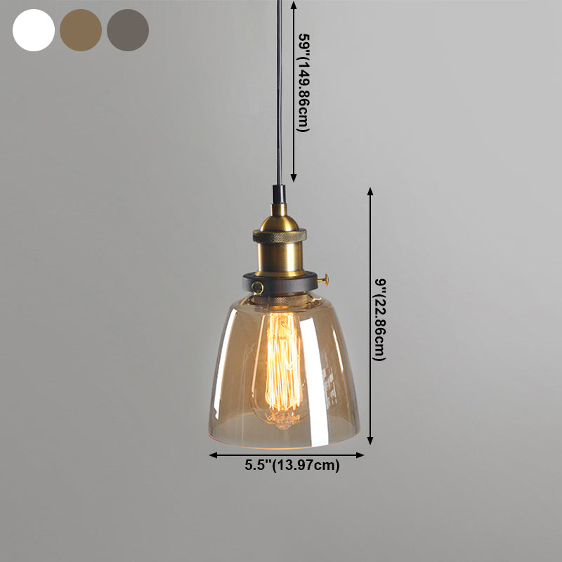 Single Light Industrial Style Pendant Light Fixture Glass Hanging Light