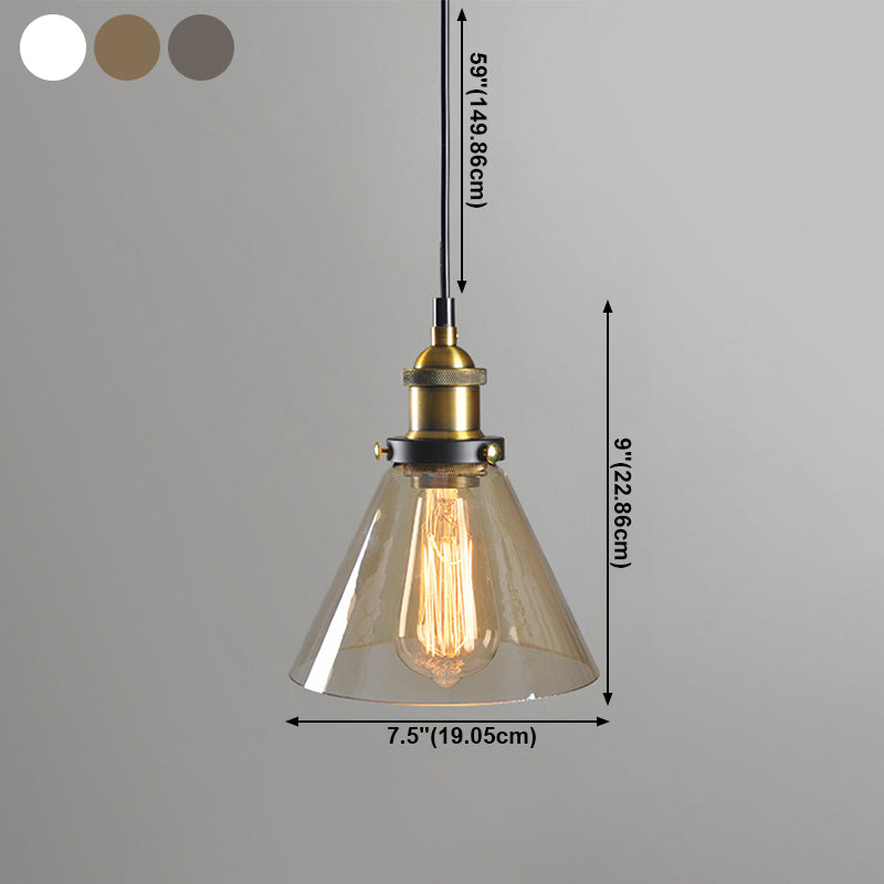 Single Light Industrial Style Pendant Light Fixture Glass Hanging Light