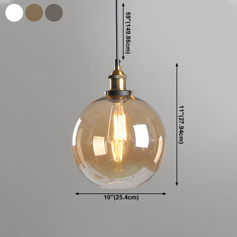 Single Light Industrial Style Pendant Light Fixture Glass Hanging Light