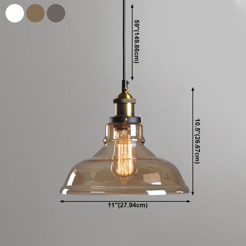 Single Light Industrial Style Pendant Light Fixture Glass Hanging Light