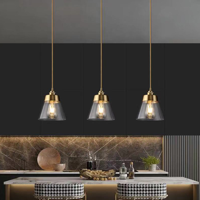 Luz colgante de vidrio de metal ligero de estilo industrial para el comedor