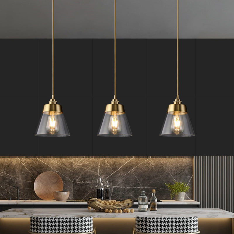 Industrial Style Pendant Light Metal Glass Hanging Light for Dining Room