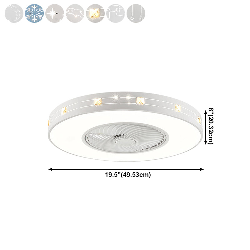 Drum Semi Flush Ceiling Light Modern Metal Bedroom LED Fan Light Fixture