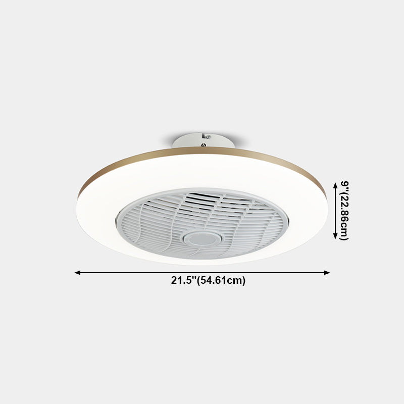 Cool-Warm Wind Round Fan Lighting Minimalist Acrylic White Semi Flush Light for Bedroom