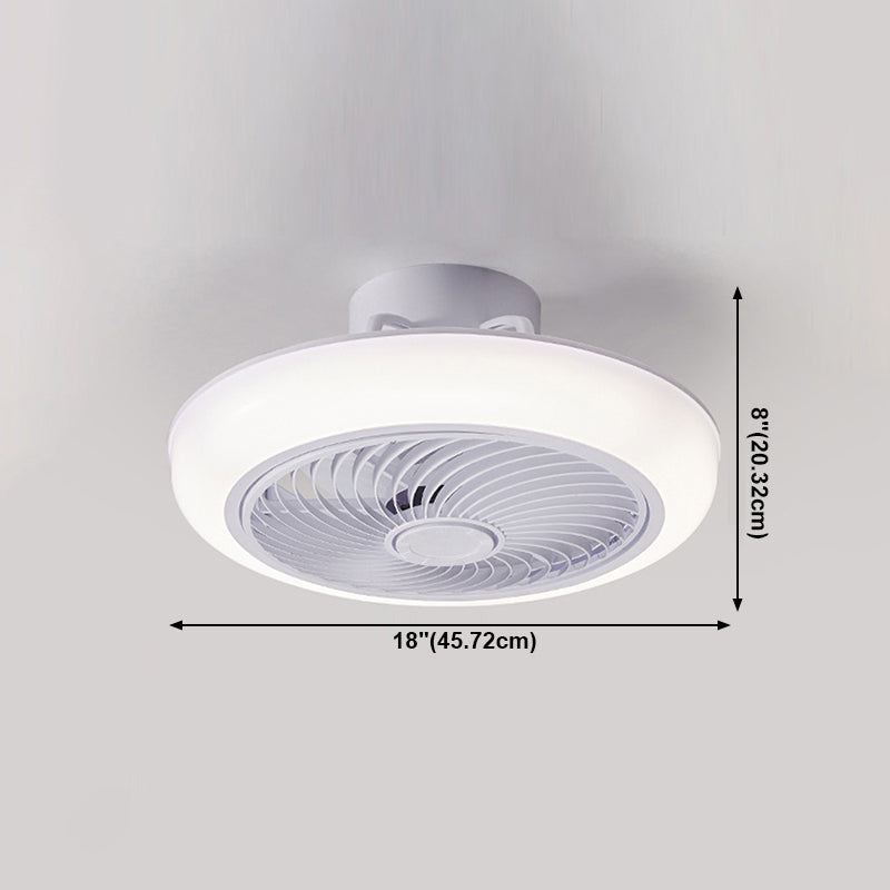 Simple Style Round Fan Lamp Acrylic Bedroom LED Semi Mount Lighting in White