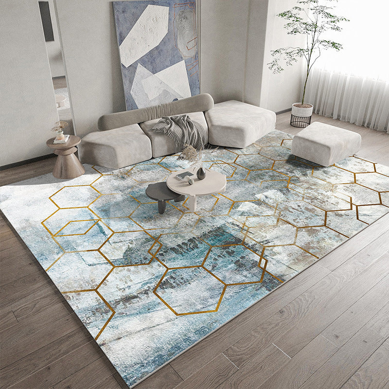 Gray Modern Rug Polyester Industrial Rug Non-Slip Backing Rug for Drawing Room