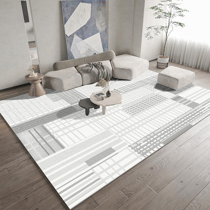 Gray Modern Rug Polyester Industrial Rug Non-Slip Backing Rug for Drawing Room