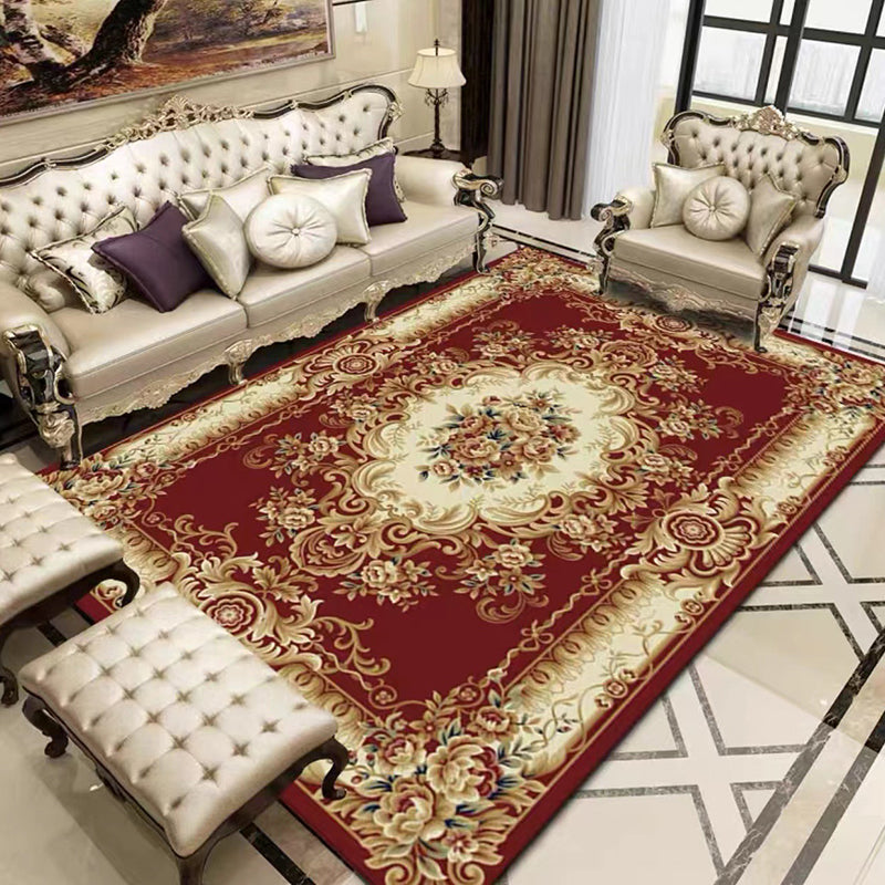 Navy Bohemian Carpet Polyester Graphic tapis lavable pour le salon